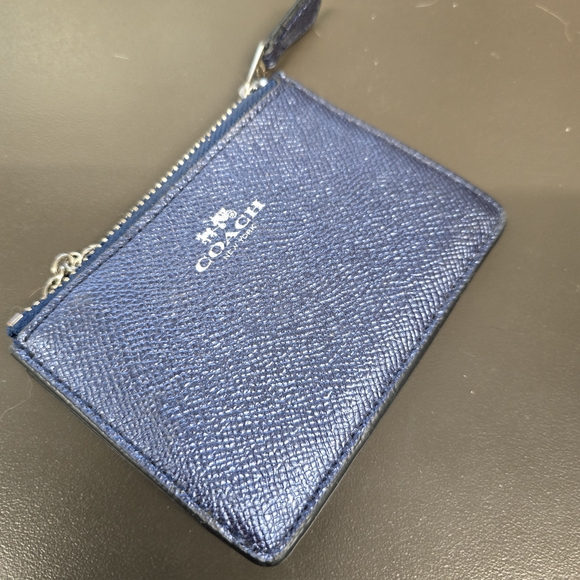 Coach Accessories - Coach Blue Leather Coin And Credit Card Pouch